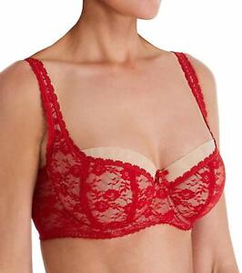 New Creme Bralee Hot Stuff RED Floral Lace Balconette Bra 36 38 40 42 DDD H G D
