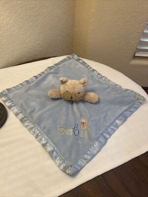Cobertor de segurança Carter's Child of Mine bebê urso azul amoroso cetim pelúcia chocalho - Imagem 1 de 4