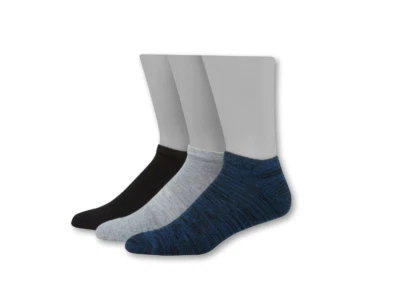 Paquete de 3 calcetines Hanes Heritage de corte bajo medio cojín azul/gris/negro para hombre 6-12 Foto 1 de 2