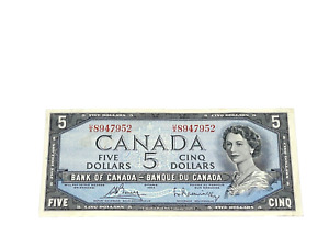 CANADA - 1954 $5 FIVE DOLLARS BANKNOTE, Prefix. U/X 8947952 CRISPY (#52)