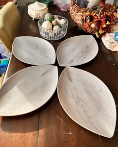Merritt Serving Tray, Heavy Melamine Drift Wood Leaf Pattern 16x10 in. Quality - Picture 1 of 16
