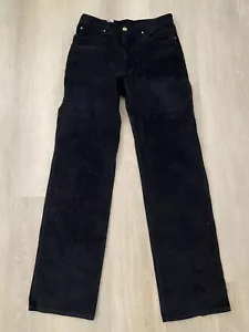 Vintage 1970s Zeppelin Straight Leg Corduroy Black Pants Fits 32x35 1/2 - Picture 1 of 8