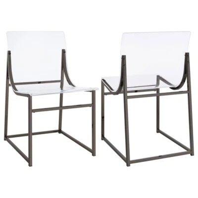 Adino Acrylic Dining Side Chair Clear and Black Nickel (Set of 2) Foto 1 de 3