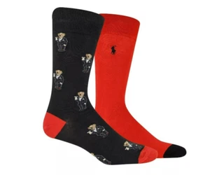 Juego de 2 calcetines polo RALPH LAUREN para hombre Martini esmoquin polo oso - Imagen 1 de 3