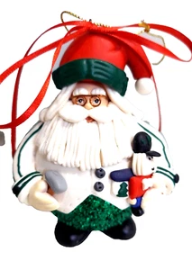 NEU Weihnachtsmann Weihnachtsschmuck handgefertigt Glitzer mundgeblasenes Glas + Geschenkbox - Bild 1 von 6