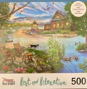 Coffee by the Lake Rest & Relax 500 Piece Jigsaw Puzzle Leap Year New - Picture 1 of 2