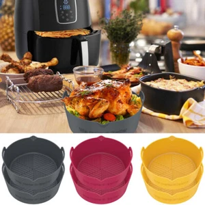 2Pcs Air Fryer Silicone Pot with Handle Reusable Air Fryer Liner Heat liHJI* - Picture 1 of 21