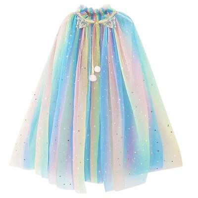 PHOGARY Kinder Umhang Prinzessin Bunt Cape Tüll Umhang Glitzer Pailletten Cape Prinz...