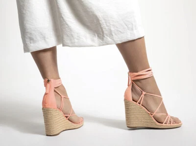 JLO Jennifer Lopez Shoes Coral Faux Suede - CALLIE ESPADRILLE WEDGE SANDAL Heels - Image 1 of 4