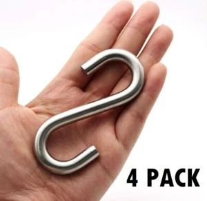 4 PACK! Heavy Duty 3" Inch S Hooks, 316 Stainless Steel, Holds 550LBS Hammock - Picture 1 of 5