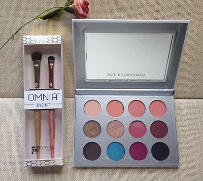 PUR boxycharm EYESHADOW PALETTE 12 shade Palette + OMNIA Eye Kit 2-pc BRUSH SET! - Image 1 of 4