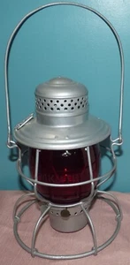 Handlan MK&T Ry Railroad Lantern Missouri Kansas & Texas Red Tall Etched Globe - Picture 1 of 17