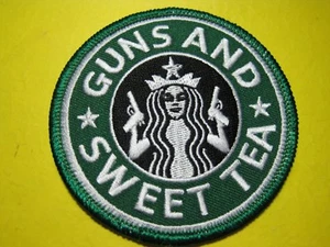 PARCHE MORAL TÁCTICA "PISTOLAS Y TÉ DULCE" 3 PULGADAS CÍRCULO PLANCHAR / COSER MIRAR AHORA - Imagen 1 de 11