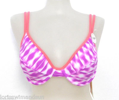 Traje de baño bikini con aros estampado púrpura/blanco copa D Hula Honey Junior TOP NUEVO CON ETIQUETAS Foto 1 de 3