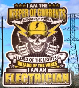 Soy el Guardián de las Corrientes Señor de las Luces - Pegatina Vinilo ELECTRICISTA - NUEVO - Imagen 1 de 4