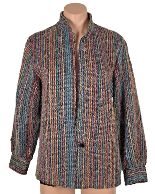 Abrigo Alfombra Chaqueta Blazer Tweed Vintage Años 60 70 TAPIZ MULTICOLOR Mod Foto 1 de 4