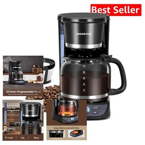 24-Hour Programmable Coffee Maker with Glass Carafe & Easy-View Water Tank - Picture 1 of 11