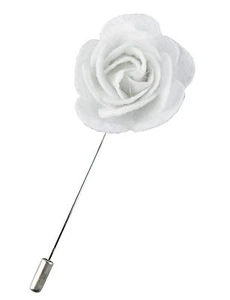 Mens White Felt Fabric Rose Lapel Flower Blazer Pin Prom Corsage Suit Gift UK - Picture 1 of 2