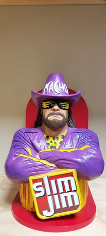 NEW PURPLE Macho Man Randy Savage Bust Slim Jim Store Display WWE WCW Mint Cond Cover