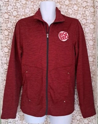 Jaqueta North End tamanho M carbono vermelho zíper completo bolsos pescoço simulado logotipo vermelho grande - Imagem 1 de 4