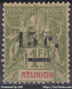 REUNION : TYPE GROUPE SURCHARGE N° 55 NEUF * GOMME AVEC CHARNIERE - Picture 1 of 2