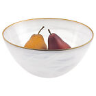 Modern European Mouth Blown Crystal White Alabaster and Gold Rim Bowl, 6 Inches
