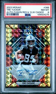 2023 PANINI MOSAIC TRE TUCKER, AUTO RED & YELLOW RC, PSA 8, SUPERB!!! - Picture 1 of 4