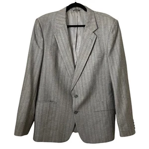 Vintage Christian Dior Blazer Men Size 40 Gray Sport Coat Jacket Preppy Striped - Picture 1 of 15