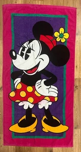 Vintage Franco Walt Disney Company All Cotton Minnie Mouse Beach Towel 30x60" - Picture 1 of 10