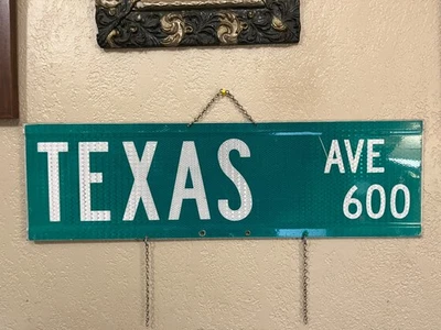 Texas “TEXAS AVENUE” 30x9 Street Name Road Sign Metal Authentic TX - Image 1 of 4