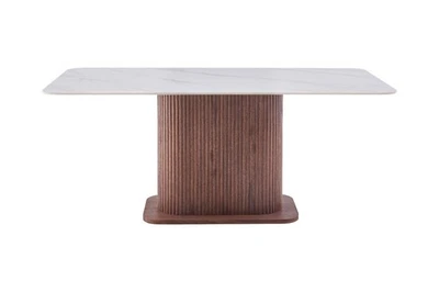 NEW Eleanor 180 cm Dining Table - Walnut & White Sintered Stone - Image 1 of 4