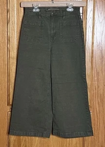 J. Crew Point Sur Crop Hose Damen 26 olivgrün weites Bein adrett minimalistisch - Bild 1 von 6
