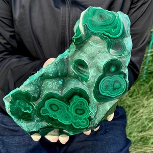 4.16LB Natural Glossy Malachite Cat Eye Transparent Cluster Rough Mineral Sample - Picture 1 of 9