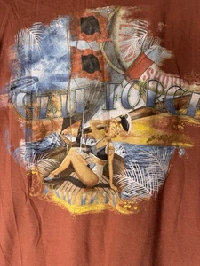 Island Shores T-Shirt Large Pin-Up Girl Brown - Picture 1 of 11