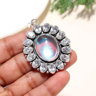 Rainbow Mystic , Topaz Gemstones 925 Sterling Silver Jewelry Pendant - Image 1 of 4