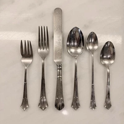 Antiguo vagón comedor ferrocarril Santa Fe 6 piezas utensilios de colocación Foto 1 de 4