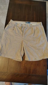 Mens Polo by Ralph Lauren Tyler Shorts Size 34 Pleated Front Khaki 100% Cotton - Picture 1 of 6