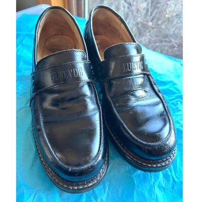 John Fluevog Vintage Black Angel Loafers Angelic Soul Mens 9E US 9.5 Wide - Image 1 of 4