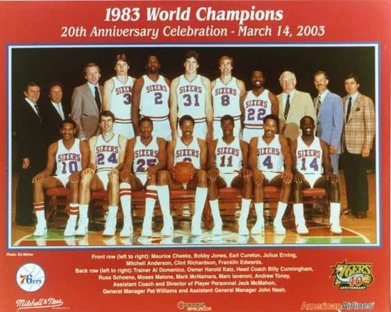 1982-83 PHILADELPHIA 76ERS NBA CHAMPS 8X10 TEAM PHOTO JULIUS ERVING DR J TONEY - Image 1 of 1