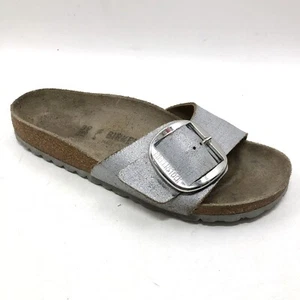 Birkenstock Madrid Big Buckle Sandals Sz 39 Dove Gray Suede Women’s 8 US Slides - Picture 1 of 7