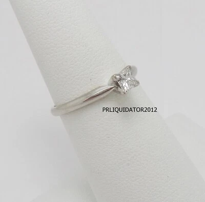 1/3CT Natural Princess Diamond Solitaire Engagement Wedding Ring 14K White Gold - Image 1 of 4