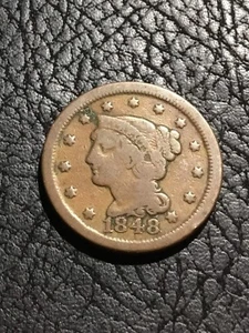Centavo grande cabello trenzado 1848. En muy buen estado. INV#5344 - Imagen 1 de 2
