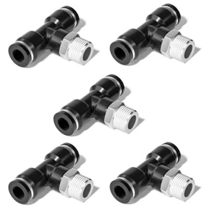 5Pcs Pneumatic 5/16" OD Air Fittings Tube x 3/8" NPT Push to Connect Branch Tee - Picture 1 of 6