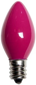 Box of 25 C7 Solid Pink Frosted Opaque Indoor/Outdoor Christmas Bulbs - Picture 1 of 1