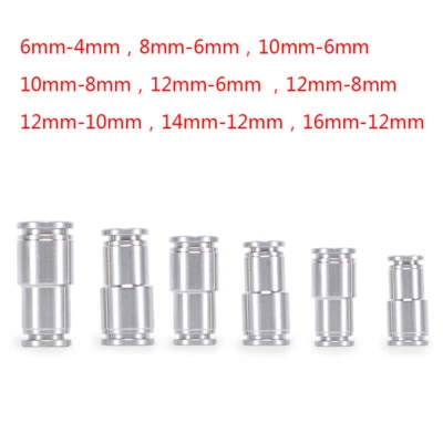 Stainless Steel Straight Reducing Push-Fit Connector Adapter Pneumatic Fittings - Image 1 of 4
