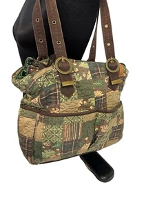 DONNA SHARP Large Camouflage Shoulder Bag Tote Quilted Squares Lots Of Pockets - Picture 1 of 17