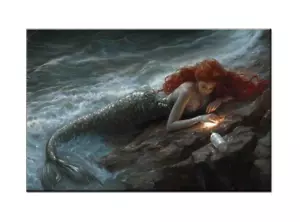 Fantasy Mermaid Oil Painting Printed On Canvas For Living Room Wall Decor 16x24 - Picture 1 of 8