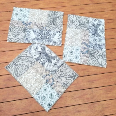 3 Pottery Barn Tessa Patchwork Shams Padrão Acolchoado Clássico HTF Casa Rara Excelente Estado Usado - Imagem 1 de 4