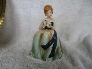 1950's Napcoware 6" Lady Planter Vase C-6362 ~ Blue Dress Holding Flowers   - Picture 1 of 2