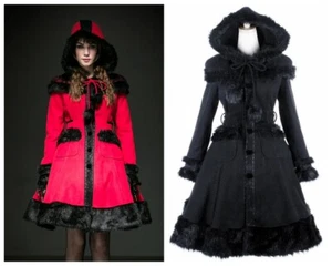Punk Rave Gothic Lolita Girls Women Woolen Coats Sweet Long Jacket Casual Cloak - Picture 1 of 23